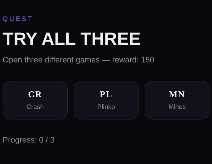 A daily quest card: try all three